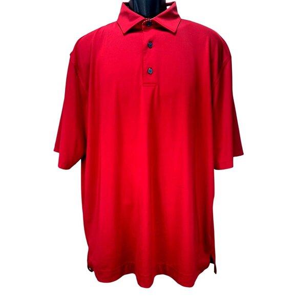 FootJoy FJ Red Solid Lisle Short Sleeve Mens Polo Shirt Medium Casual - Picture 1 of 5